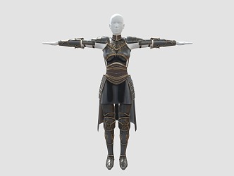 Chinese style female armor soldiers armor ancient iron armor 3d model