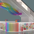 Colorful Modern Reception Desk With Geometric Decorative Elements And Striped Lighting Design 3d model