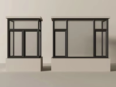 Casement Windows Modern Design With Black Frame And Two Different Styles 3d model