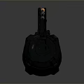 Black Tactical Explosive Weapon With Circular Base And Glowing Top Structure 3d model