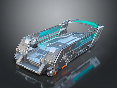 Futuristic Cosmic Space Vehicle With Aerodynamic Metallic Design And Blue Transparent Panels 3d model