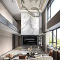 Spacious Loft Living Room With Modern Decor And Staircase