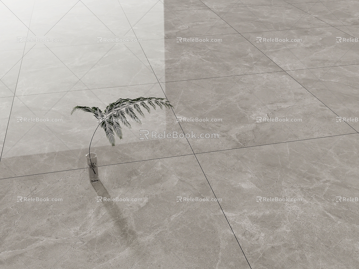 Modern Tile Grey Seamless Marble Tile Living Room Floor Tile Green Plant Decoration Ornaments 3d model