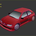 Red Hatchback Car 3D Model With Shiny Exterior And Black Accents On Dark Background