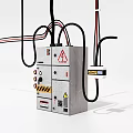 Electrical Switch Panel With Connected Wires Warning Signs And Control Switches