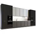 Sleek Modern Kitchen Cabinets Design With Black Gray Storage And Marble Countertop Appliances