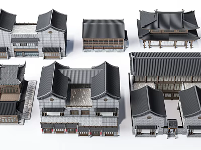 Traditional Chinese Ancient Building Complex Featuring Various Sloped Roofs And Courtyards 3d model