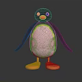 Cute Penguin Doll With Black White Body Red Beak Yellow Trim And Orange Feet