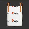 White Mesh Storage Basket With Orange Handles And Packem Logo For Organizing