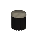 Modern Stool With Light Colored Top And Black Vertical Slats Design 3d model