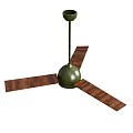 Modern Green Ceiling Fan Light with Three Wooden Blades and Classic Design