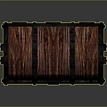 Vintage Wooden Treasure Chest With Brown Stripe And Black Metal Lock