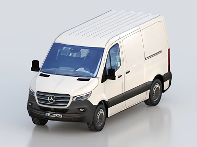 White Mercedes-Benz Commercial Cargo Van With Modern Exterior And Sleek Body Design 3d model