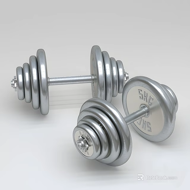 Chrome Plated Dumbbells As Essential Sports Equipment For Home Fitness Training 3d model 