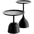 Modern Black Side Tables with Round Top and Bell Shaped Base Design 3d model