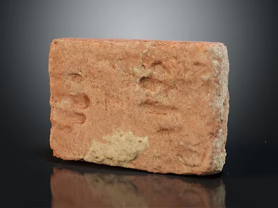 Vintage Red Brick With Weathered Surface Marks And Antique Rough Texture 3d model