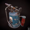 Antique Blue Weapon Blow Torch With Metal Components Red Grip And Dundee Label
