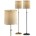 Contemporary Floor Lamp With Beige Fabric Shade And Golden Metal Stand Design