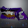 Futuristic Sci Fi Weapon Design With Purple Orange Accents Blue Glowing Lines And Ergonomic Grip