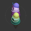 Colorful Ice Cream Cones With Multiple Layers And Assorted Straws On Black Surface 3d model