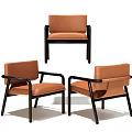 Modern Single Sofa With Tan Leather Upholstery And Black Metal Frame Contemporary Design
