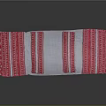 Red and White Striped Fabric With Intricate Patterned Embroidery Design Textile Artwork