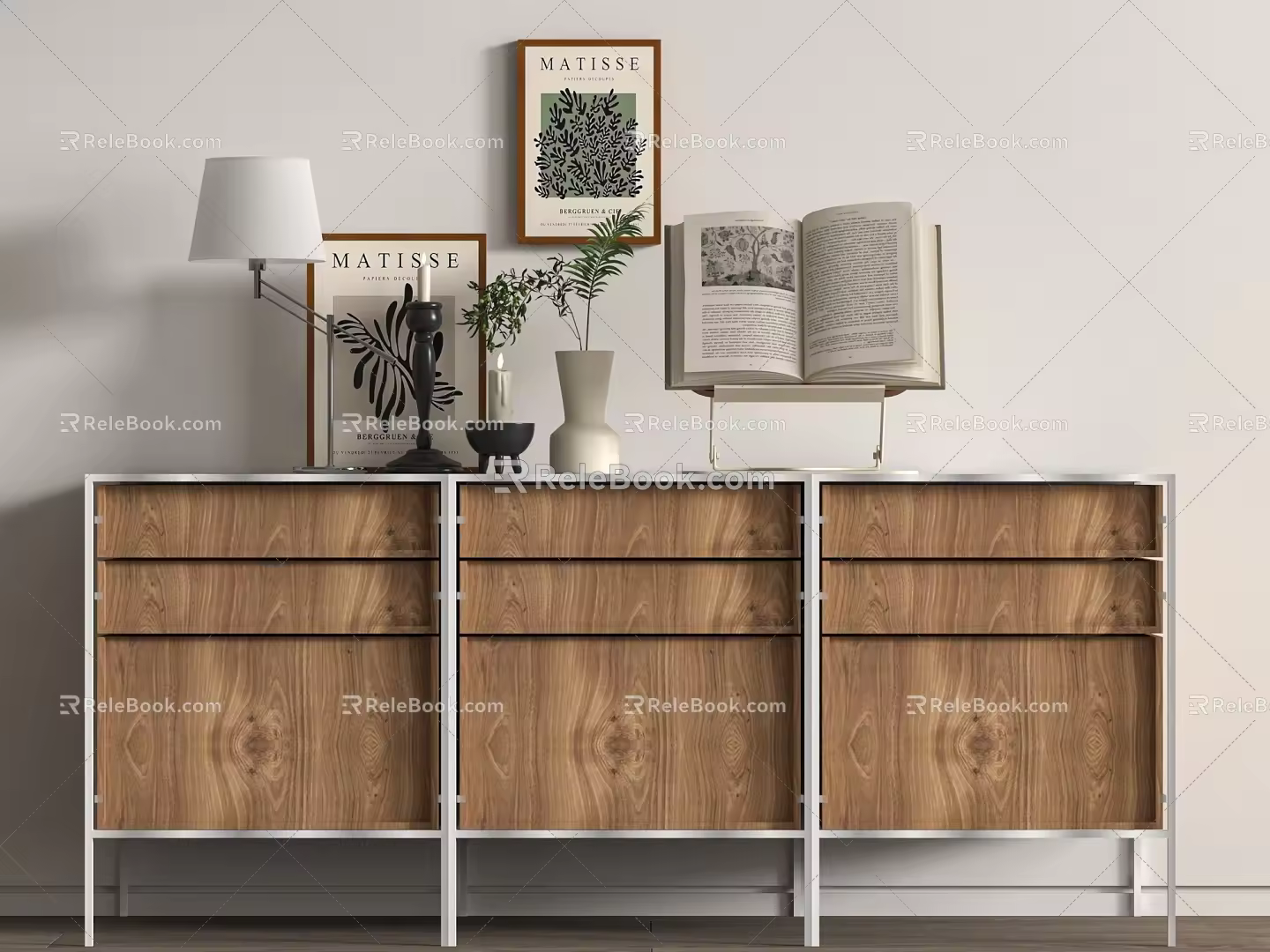 Modern Simple Natural Style Decorative Cabinet 3d model