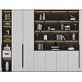 Modern Bookcase Interior Design With Open Shelves Drawers Books And Decorative Items