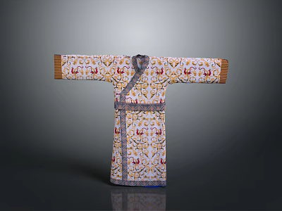 Traditional Chinese Robe Featuring Intricate Floral Patterns And Decorative Trim Design 3d model