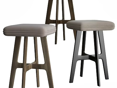 Modern Bar Stools With Wooden Frame And Upholstered Seat For Kitchen Island 3d model