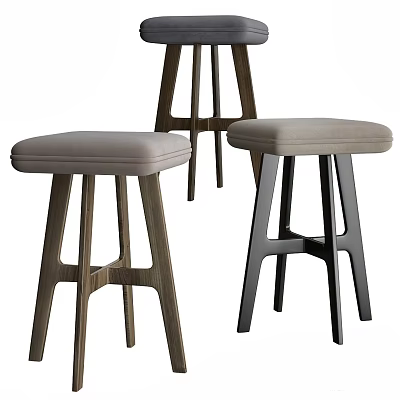 Modern Bar Stools With Wooden Frame And Upholstered Seat For Kitchen Island 3d model