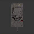 3D Rendered Military Tank With Metallic Surface Cannon Antennas And Red Marking