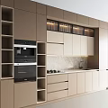 Modern Kitchen Interior With Light Cabinets Marble Countertop And Built In Appliances
