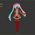 Stylish Anime Character With Turquoise Twin Tails Black Blue Outfit Short Skirt Knee High Boots