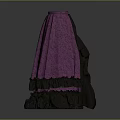 Purple Lace Long Skirt With Black Ruffled Hem And Elegant Design