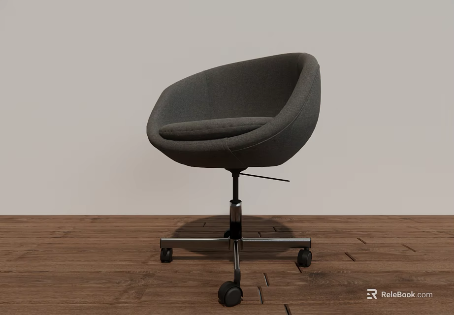 Gray Modern Office Chair With Fabric Seat And Metal Base On Wheels 3d model 