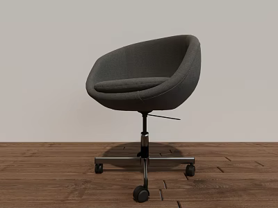Gray Modern Office Chair With Fabric Seat And Metal Base On Wheels 3d model