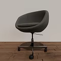 Gray Modern Office Chair With Fabric Seat And Metal Base On Wheels
