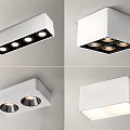 Modern White Square Recessed Downlights and Spotlights with Multiple Light Sources