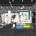 Modern Stylish Clothing Store Interior With Mannequins Display Racks Potted Plant And Lighting