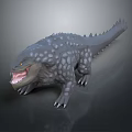 Fierce Reptilian Creature Character With Scaly Skin Open Mouth Sharp Teeth And Spiked Back