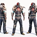 Game Movie Character In Armored Outfit With Red Headgear Leather Pants And Spiked Accessories