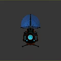Fantasy Teal Ship Model With Blue Sails Mechanical Structure And Gold Accents