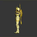 Detailed Golden Mythological Warrior Action Figure With Ornate Armor And Wings