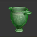 Ancient Clay Urn With Two Handles And Striped Surface Design 3d model
