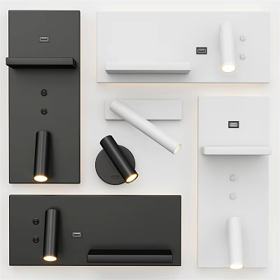 Modern Minimalist Wall Sconces in Black and White Stylish Indoor Lighting Fixtures 3d model
