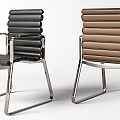 Modern Office Chair With Black Brown Leather Ergonomic Design Metal Frame Armrests