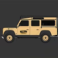 Golden Off Road Vehicle With Black Hood Roof Rack And Front Spotlights