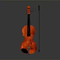 Elegant Red Violin With Bow For Musical Performance And Daily Use 3d model