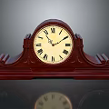 Vintage Red Wooden Mantel Clock With Roman Numeral Dial And Decorative Base
